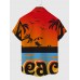 Beach and Coconut Tree Printing Men's Short Sleeve Shirt