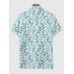 Full-Print Abstract Hawaiian Art Natural Leaves Printing Men‘s Short Sleeve Polo