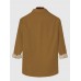 50s Black & DarkKhaki Stitching Geometrical Element Printing Men's Long Sleeve Shirt